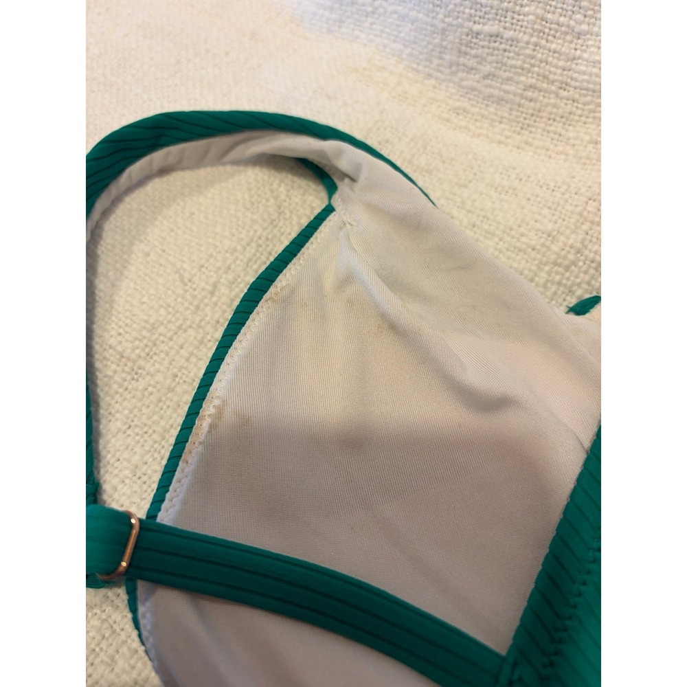 Shade and Shore Emerald Green Ribbed Bralette top & High Waist Black Bottom New - Picture 9 of 10